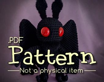 Crochet patterns mothman | Etsy Mothman Amigurumi, Crochet Mothman, Mothman Crochet, The Mothman, Childrens Book Characters, Crochet Beanie Pattern, Beanie Pattern, Tapestry Crochet, Safety Eyes