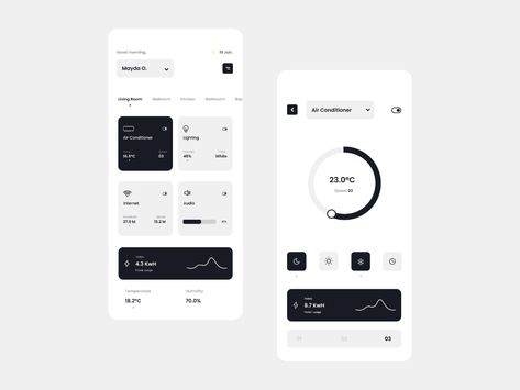 Smart Home App by Ruan Borges on Dribbble Smart Home App Design, Minimalist Apps, Smart Home Dashboard, Sleep App, Ui Design Principles, Ui Ux 디자인, Mobile App Design Inspiration, Ui Design Website, Creative Web Design