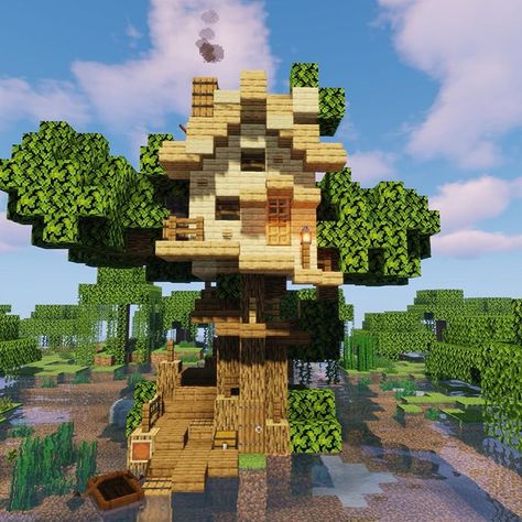 Swamp House, Minecraft House Decorations, Large Oak Tree, Case Minecraft, Houses Minecraft, House Tutorial, Minecraft Houses Blueprints, Minecraft Structures, Minecraft House Plans