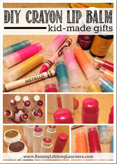 DIY Crayon Lip Balm - Kid Made Gifts | Easy gifts kids can make for the holidays. Only two or three ingredients! Kid Made Gifts, How To Make Chapstick, Diy Crayon Lipstick, Kids Lip Balm, Making Crayons, Trash To Couture, How To Make Lipstick, Diy Crayons, Balm Recipe