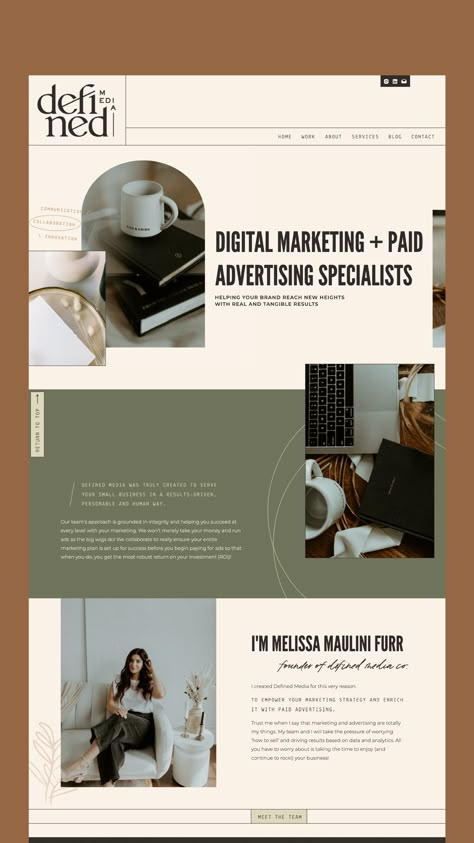 Defined Media Marketing and Advertising Agency Custom Showit Website Design Website Branding Design, 블로그 디자인, Marketing Agency Website, Unique Website Design, Freelance Website, Digital Marketing Website, Agency Website Design, Showit Website Design, Digital Communication