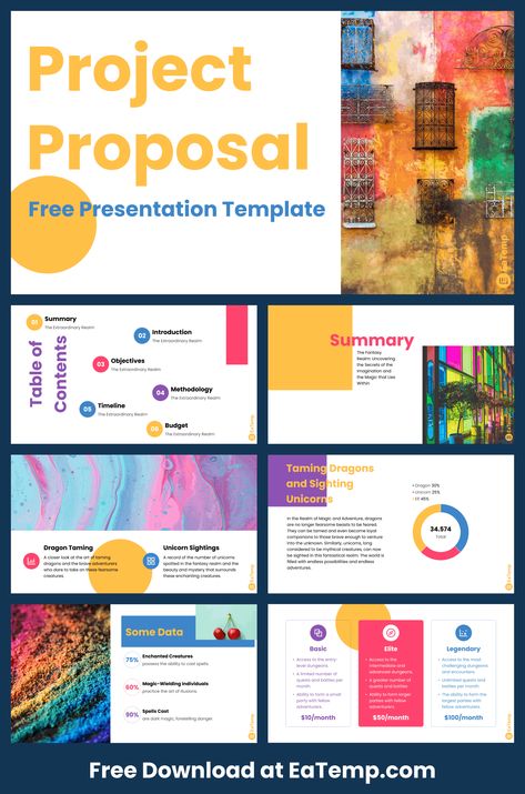 EaTemptation: Modern and creative business proposal PowerPoint template with a unique minimalist design. 100% editable, easy-to-use and visually stunning slides. Perfect for any business Research Proposal Presentation, Powerpoint Business Design, Project Proposal Presentation, Canva Presentation Template, Free Business Proposal Template, Proposal Presentation, Report Presentation, Canva Presentation, Marketing Proposal