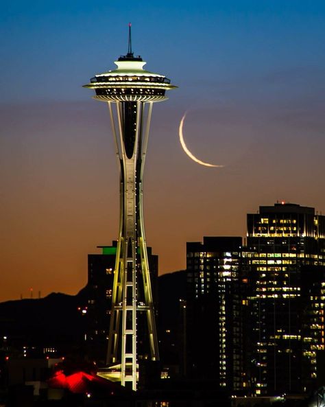 #Seattle Must See - ✈ #spaceneedle in #Washington, the most beautiful state in the Pacific Northwest. #pnw #tourism #tourismseattle #travel #travelseattle #WashingtonState #whattosee #pikeplacemarket #gumwall #pioneersquare Spaceneedle Seattle Tattoo, Travel Seattle, Seattle Photos, Seattle Travel, Space Needle Seattle, Seattle City, Evergreen State, Pacific Nw, Emerald City