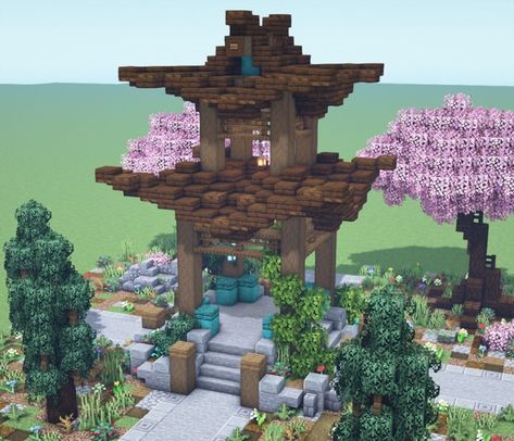 498 Likes, 5 Comments - Minecraft Sekai (@minecraft.sekai) on Instagram: “Check out my youtube channel for the block for block tutorial. . . . . #minecraftbuilds…” Minecraft Gazebo Design, Minecraft Pagoda Tutorial, Minecraft Japanese Gazebo, Gazebo Ideas Minecraft, Minecraft Bamboo Farm, Japanese Style House Minecraft, Minecraft Gazebo Ideas, Asian Minecraft Builds, Minecraft Asian Builds