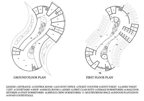 CURVES IN ARCHITECTURE – BUS TERMINAL. – Rendering Artists Bus Terminal Floor Plan, Bus Terminal Plan, Bus Station Plan, Bus Stand, Bus Terminal, Bus Station, Contemporary Interior Design, Site Plan, Autocad