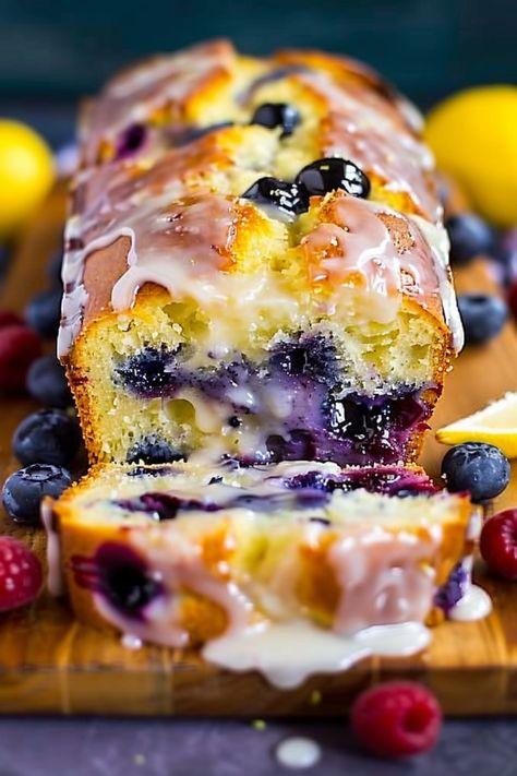 Lemon Blueberry Loaf with Lemon Glaze Lemon Glazed Blueberry Boyfriend Bait, Rhubarb Jam Recipes Canning, Blueberry Yogurt Loaf, Blueberry Lemon Loaf, Blueberry Lemon Bread, Lemon Blueberry Muffins Recipe, Blueberry Bread Recipe, Lemon Blueberry Loaf, Rhubarb Jam Recipes