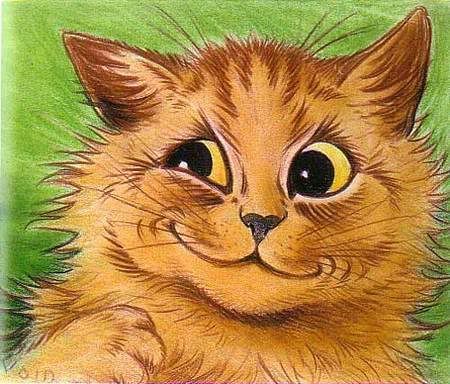 Louis Wain Cats, Louis Wain, Animal Caricature, Art Brut, Cat Posters, Cats Illustration, Ginger Cats, Cat Painting, Vintage Cat