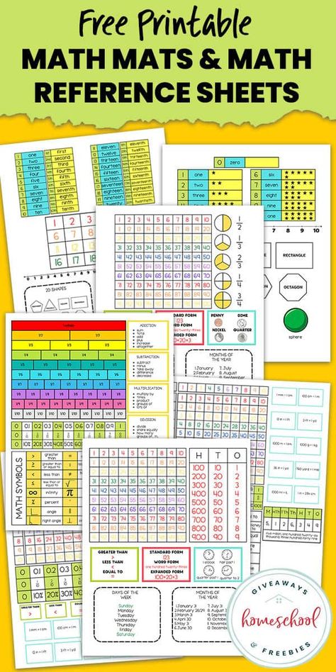 Math Reference Sheet, Math Cheat Sheet, Free Math Printables, Math Mats, Math Sheets, Math Charts, Math Lesson Plans, Math Help, 7th Grade Math