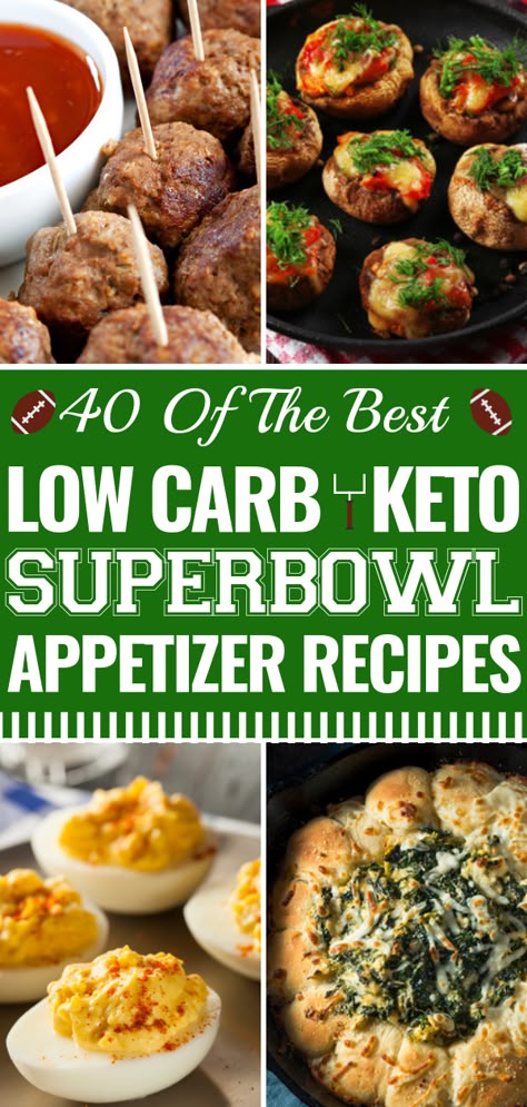 Keto Appetizers! The best ever keto appetizer recipes to make your party low carb & fabulous! These keto diet recipes cover all the bases; crockpot meatballs, fat bombs, stuffed mushrooms, cream cheese dips, and bacon wrapped jalapeños & more! If you’re on the keto diet, save this now for your Super Bowl Party! All of the best keto party food in one place! #ketorecipes #lowcarb #LCHF #ketosuperbowl #ketogameday #superbowlrecipes #gamedayrecipes Keto Appetizer Recipes, Keto Party Food, Super Bowl Appetizers, Crockpot Meatballs, Cheese Dips, Keto Appetizers, Bowl Party Food, Superbowl Appetizers, Low Carb Snack