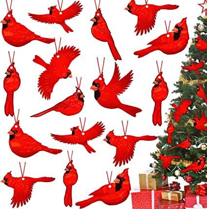 Red Cardinal Christmas, Cardinals Birds, Red Christmas Ornaments, Cardinal Christmas, Cardinal Ornaments, Red Christmas Tree, Christmas Bird, Cadeau Diy, Wooden Christmas Ornaments