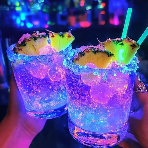 𝓢𝓲𝓹 𝓢𝓸𝓬𝓲𝓮𝓽𝔂 | Neon Candy Wave | Facebook Neon Drink, Neon Drinks, Neon Candy, Candy Sticks, Blue Curacao, Sugar Crystals, Pretty Drinks, Glow Sticks, Pineapple Juice