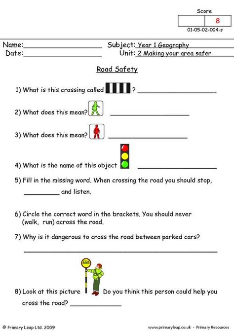 Road Safety Worksheets Printable Safety Worksheets For Kids, Safety Worksheets, Road Safety Signs, Street Safety, Printable Road, Crossing The Street, Life Skills Class, Geography Worksheets, Pedestrian Safety