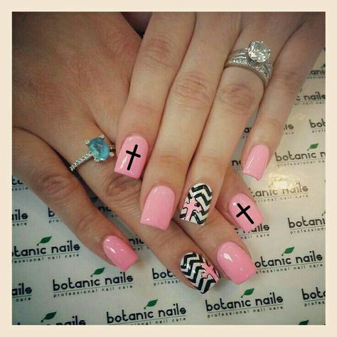 Chevron cross nail Nail Designs Cross, Nails With Cross, Cute Easter Nails, Cross Nails, Easter Nail, Easter Nail Designs, Easter Nails, Get Nails, Short Nail Designs