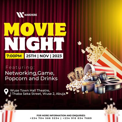 Movie Night Flyer | Design Inspiration | Canva Design Movie Night Poster Design, Movie Night Flyer Design, Movie Night Poster, Movie Night Flyer, Drink Ticket, Edit Inspiration, Flyer Design Inspiration, Social Media Design Inspiration, Admit One