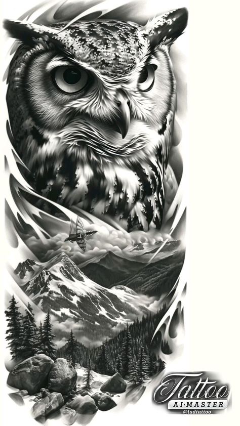 Realistic Owl Tattoo, Owl Tattoo Drawings, Indian Feather Tattoos, Tattoo Catalog, Animal Sleeve Tattoo, Hyper Realistic Tattoo, Cobra Art, Evil Tattoos, Bull Tattoos