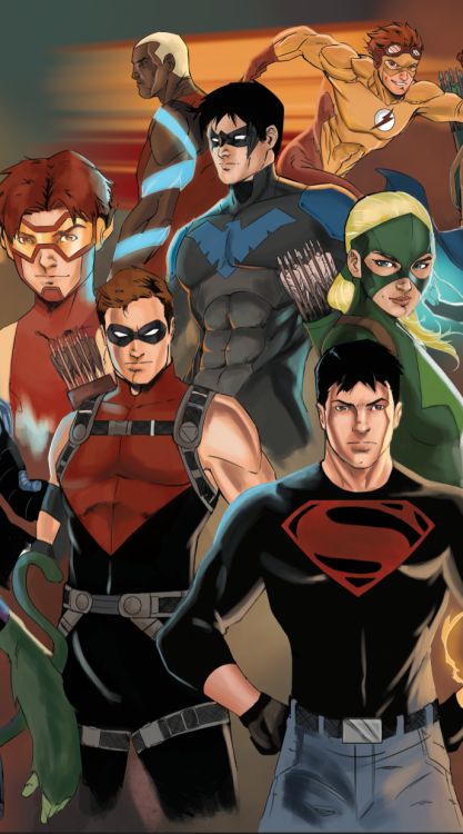 jakebartok: “Commission piece. Wanted characters from Justice League, Teen Titans and Young Justice. Was inspired by the Marvel works of Marko Djurdevic. Was a real challenge fitting so many characters in. ” Jake Bartok, Young Justice League, Teen Titan, Kid Flash, Univers Dc, Red Robin, Arte Dc Comics, Dc Comics Artwork, Dc Memes