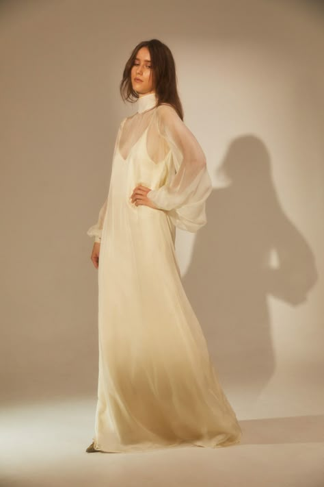 Australian Bridal Boutique Guide - Style Guide The Lane See Thru Silk Dress, Wedding Dress With Sheer Cape, Bridal Sleeves Design, Dresses With High Neck, Wedding Dress With Sleeves Boho, Sheer White Dress, Bridal Sleeves, High Neck Gown, Contemporary Bridal