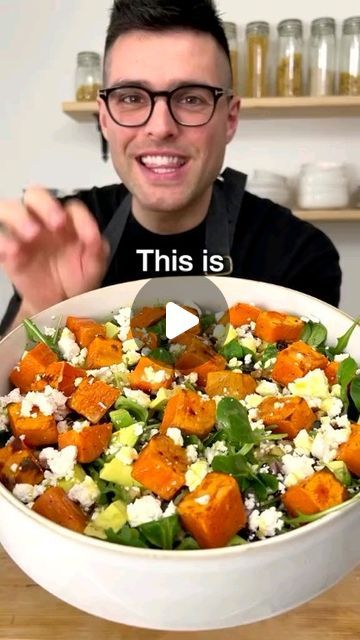 Sweet Potato Salad Recipe, Sweet Potato Dishes, Sweet Potato Recipes Healthy, Feta Salad Recipe, Sweet Potato Salad, Vegan Potato Salads, Fitness Recipes, Salad With Sweet Potato, Feta Salad