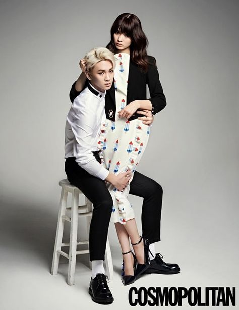 'We Got Married - Global Edition' couple SHINee's Key (키) and his 'wife' Japanese model Arisa Yagi (八木アリサ) spent a day together for 'Cosmopolitan's photoshoot and a separate wedding pictorial! Korean Magazine, Onew Jonghyun, Couple Poses Reference, High Fashion Editorial, We Get Married, Kim Kibum, Photo Couple, Pre Wedding Photoshoot, Fashion Couple