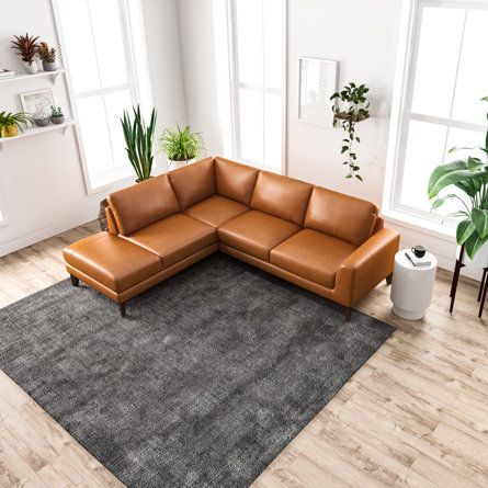 Tan Sectional, Article Sofa, Chaise Lounge Indoor, Mid Century Modern Sectional Sofa, Leather Chaise Sectional, Mid Century Modern Sectional, Modern Sectional Sofa, Genuine Leather Sofa, Sofa Chaise