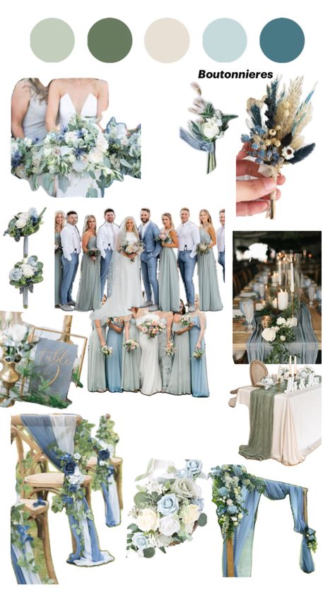 Sage Navy Blue Wedding, Wedding Blue Green Color Schemes, Dusty Blue And Sage Green Boho Wedding, Soft Blue And Green Wedding, Shades Of Blue And Green Wedding, Pale Blue And Green Wedding, Seafoam And Sky Blue Wedding, Dust Blue And Sage Green Wedding, Light Blue And Light Green Wedding