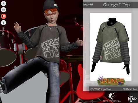 The Sims Resource - Grunge II Top Alt Boys, Sims 4 Men Clothing, Sims 4 Male Clothes, Sims Stories, Sims 4 Challenges, Sims 4 Cc Kids Clothing, The Sims 4 Packs, Sims 4 Children, Sims 4 Teen