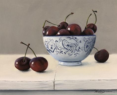 Bowl of Cherries No. 2 by Carole Rodrigue Pastel ~ 8 x 10 Pastel Still Life, Cherries Painting, Bowl Of Cherries, Still Life Art, Small Bowl, Pastel Art, Artist Websites, Fruit Bowl, Still Life Painting