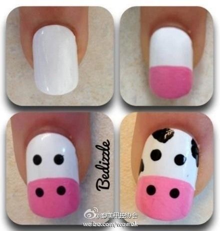 Cow Nails, Gel Set, Animal Nails, Nails For Kids, Great Nails, Nail Swag, Cute Nail Art, Cute Nail Designs, Easy Nail Art