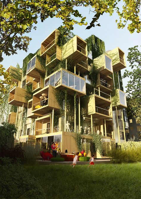 Architecture Cool, Stylish Apartment, Apartment Architecture, Green Architecture, Modern Architecture House, Paris Apartments, Residential Building, Green Building, Apartment Building