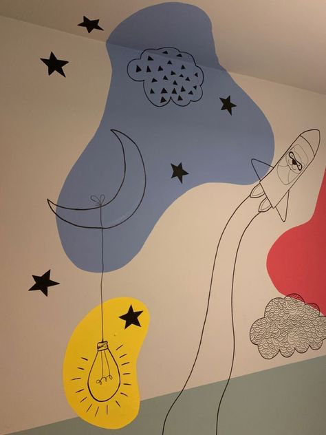 bedroom wall painting ideas Kids Room Murals Diy, Simple Mural Ideas, Playroom Mural Ideas, Playroom Murals, Playroom Mural, Kids Room Murals, Kids Room Paint, School Murals, Room Wall Painting