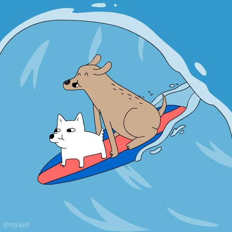 New trending GIF on Giphy Surf Illustration, Porridge Bowl, Noodles Soup, Dog Artist, Dog Animation, Fox Dog, Soup Vegan, Dog Icon, Udon Noodles