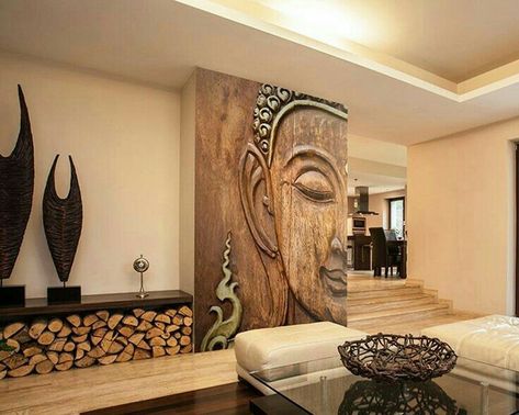 Buddha Wallpaper, Buddha Wall Decor, Korean House, Buddha Home Decor, Interior Design History, Buddha Decor, Art Deco Interior Design, Pooja Room Design, Luxury House Interior Design