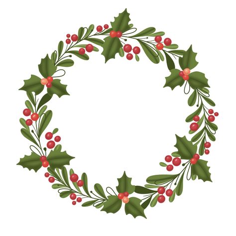 Vintage Christmas Wreath Illustration, Christmas Wreath Drawing, Christmas Wreath Illustration, Royal Icing Templates, Christmas Wreath Clipart, Wreath Illustration, Xmas Pictures, Wreath Drawing, Plant Illustration