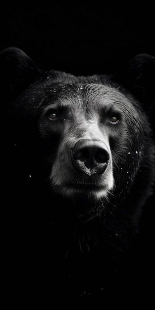 Photo ai image closeup portrait of wild ... | Premium Photo #Freepik #photo Bear Portrait Photography, Bear Black And White, Eye Closeup, Wild Bear, Closeup Portrait, Eye Close Up, Black Background Images, Image Bank, Bear Face