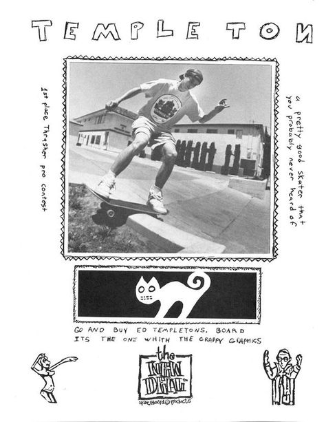 Streetwear Prints, Skate Ads, 90s Skaters, Skateboard Aesthetic Skater Girls, Ed Templeton, Vintage Skateboards, Punk Poster, Graphic Poster Art, Logo Sticker