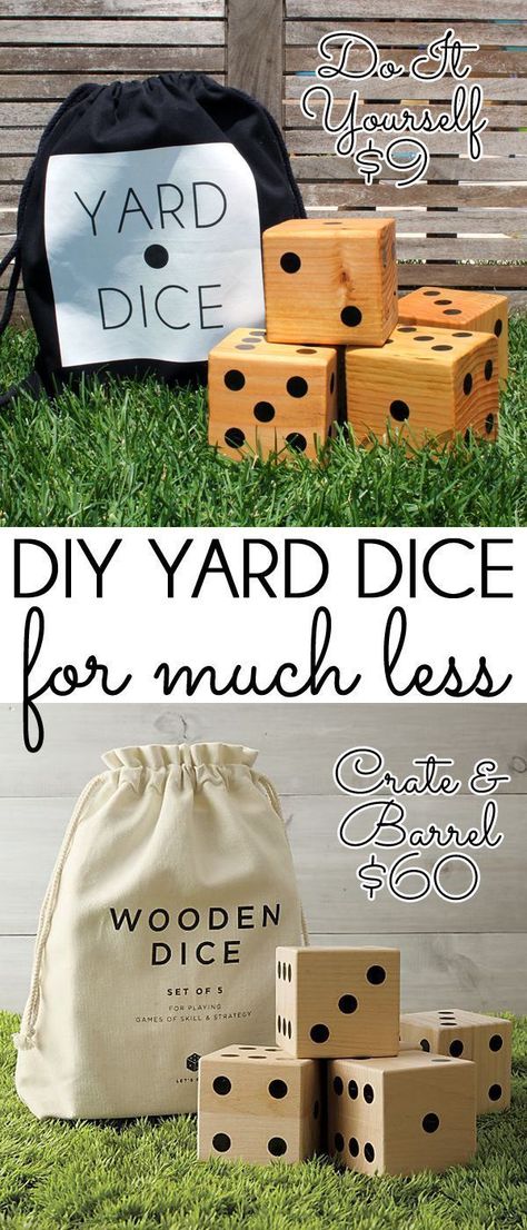 SUMMER FUN! Make a set of DIY wooden yard dice for a fraction of the cost of store bought sets of lawn dice. Summer fun for the whole family! Dice Crafts, Yard Dice, Geek House, Wooden Dice, Yard Games, Backyard Games, Diy Yard, Summer Entertaining, Diy Games