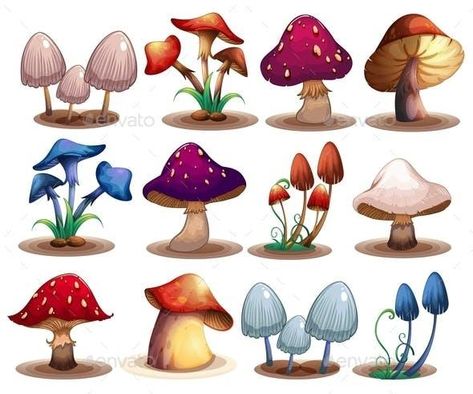 Mushroom Set for $6 #NatureIllustrations #vectors #NatureVector #graphic #VectorDesign #designcollection #design #VectorGraphics #designresources #Envato #vector #graphicresources #nature #GraphicDesign Cartoon Mushroom, Mushroom Drawing, Art Mignon, Seni Dan Kraf, Cool Pencil Drawings, Mushroom Art, Art Et Illustration, Environment Concept Art, In The Wild