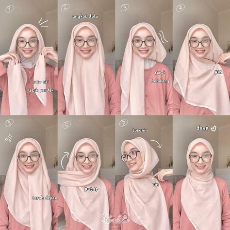 Hijab Tourtial, Pink Outfits Aesthetic Hijab, Hijab Style For Party, Bawal Tutorial, Hijab Styles For Party, Outfit Hijab Simple, Pink Outfits Aesthetic, Style Hijab Simple, Ootd Simple