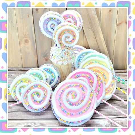 Fake Lollipop, Faux Desserts, Iphone Computer, Wreath Embellishments, Large Lollipops, Lollipop Decorations, Giant Lollipops, Candy Decor, Donut Ice Cream