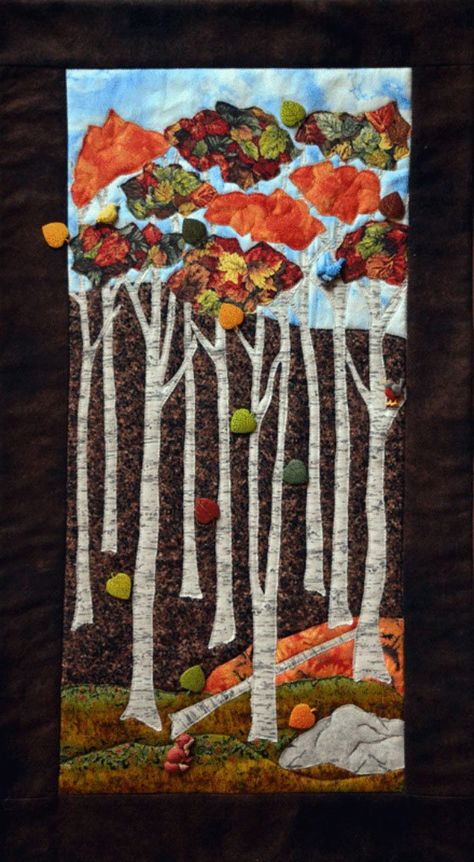 Aspen Grove Button Quilt With Buttons by Mouse Blankets Colorado Quilt, Button Quilt, Cunning Fox, Leaf Quilt, Aspen Grove, Aspen Tree, Aspen Leaf, Landscape Quilt, Tree Quilt