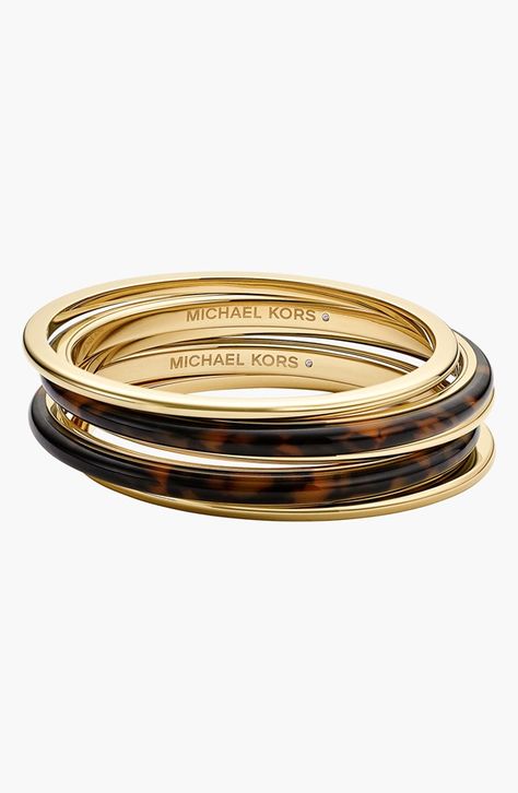 Tortoise and gold bangles Michael Kors Bracelet, Gold Bangle Set, Stackable Bangles, Bangles Set, Cheap Michael Kors, Michael Kors Jewelry, Sell Gold, Jewelry Lookbook, Bangle Set