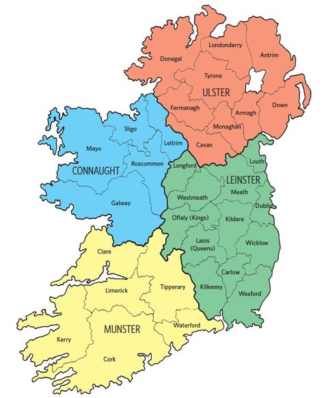 An Irish Map of Counties for Plotting Your Irish Roots Irish Clans Map, Map Of Ireland, Family History Crafts, Genealogy Ireland, Counties Of Ireland, Relationship Chart, Irish Genealogy, Genealogy Forms, Ireland Map