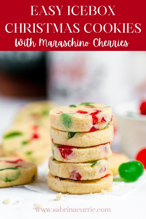 Cherry Ice Box Cookies, Ice Box Cookies Recipe Old Fashioned, Icebox Cookies Recipes Christmas, Icebox Christmas Cookies, Icebox Cookie Recipes, Ice Box Cookies Christmas, Christmas Ice Box Cookies, Christmas Icebox Cookies, Ice Box Cookies Recipe