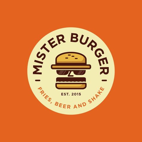 Logo with burger Logo Education, Burger Logo, Creative Burger, Fast Food Logos, Creative Logos, Inspiration Logo Design, Food Logo Design, Burger Restaurant, Restaurant Logo