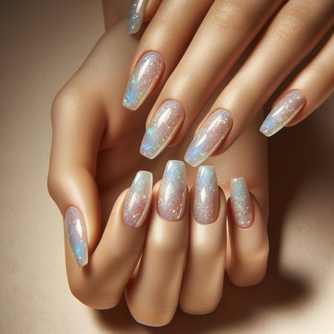 A close-up of glamorous opalescent glitter topcoat nails that shimmer in various light angles. Everyday Manicure, Ombre Chrome Nails, Sophisticated Manicure, Chrome Nail Art, Chrome Nails Designs, Nails Today, Color Trends Fashion, Clean Nails, Manicure At Home