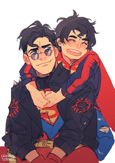 Connor Kent And Jon Kent, Connor And Jon Kent, Conner And Jon Kent, Three Artists One Base, Connor Kent Fanart, Person With Arms Crossed, Conner Kent Fanart, Superboy Fanart, Batboys Fanart