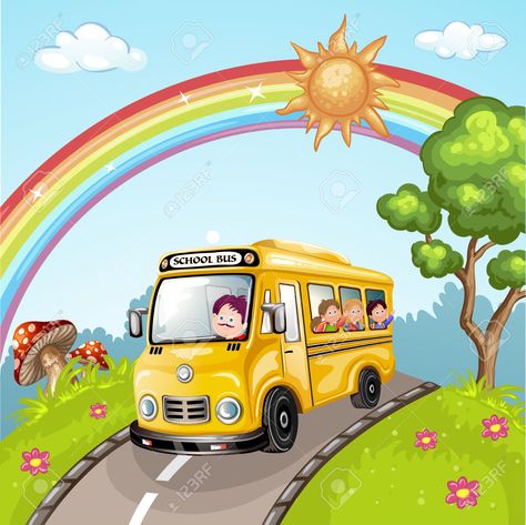 School Bus Clipart, Cartoon School Bus, Illustration School, Bus Cartoon, Shapes Worksheet Kindergarten, Cute Tshirt Designs, Scrapbook Images, School Wall Art, Kids Illustration