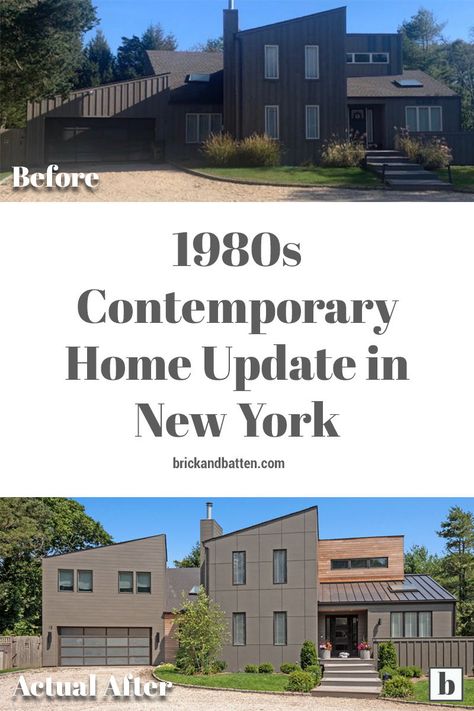 80s Contemporary House Remodel, 80s Contemporary House Exterior, 1980s Contemporary Home, 80s Contemporary House, Contemporary Exterior Homes, Perfect Grey Paint, 80s House, Modernist House, Contemporary House Exterior