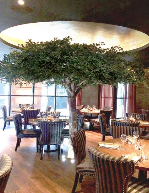 Olive Tree Restaurant Design, Olive Tree Restaurant, Arabic Restaurant, Main Dining Room, Artificial Olive Tree, Tree Interior, Tree Restaurant, Interior Design Help, Breakfast Restaurants