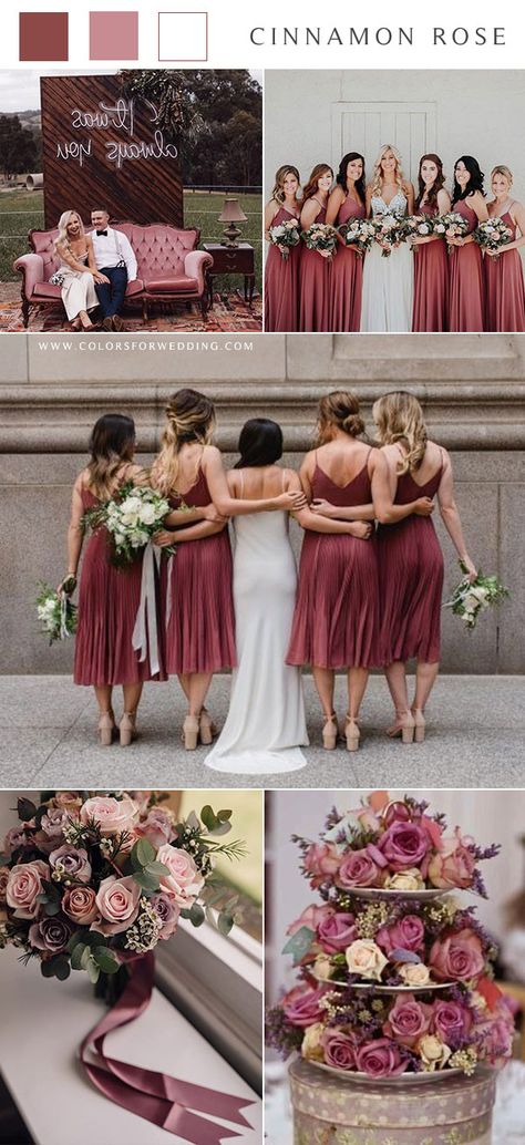 Cinnamon Rose Bridesmaid, Cinnamon Rose Wedding, Cinnamon Wedding, Rose Bridesmaid, Shots Wedding, Cinnamon Rose, Wedding Color Ideas, Dusty Rose Bridesmaid Dresses, Western Wedding Dresses